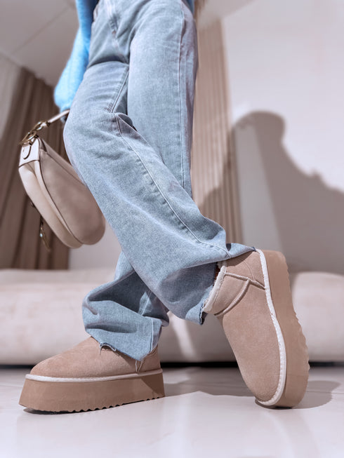 "FEYN" zamšādas ugg tipa zābaki 6391 - GAIŠI BĒŠI